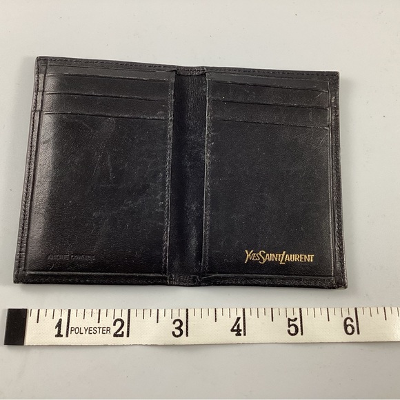 Rare Vintage YSL Mens Pre-Owned Black Aniline Cowhide Leather Card Wallet - Picture 11 of 12
